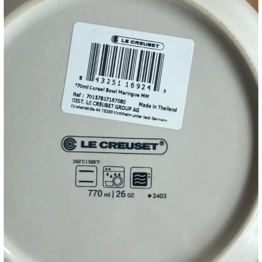 Le Creuset San Francisco Coupe Soup Cereal Bowl 26 oz 770 ml Meringue NEW NWT